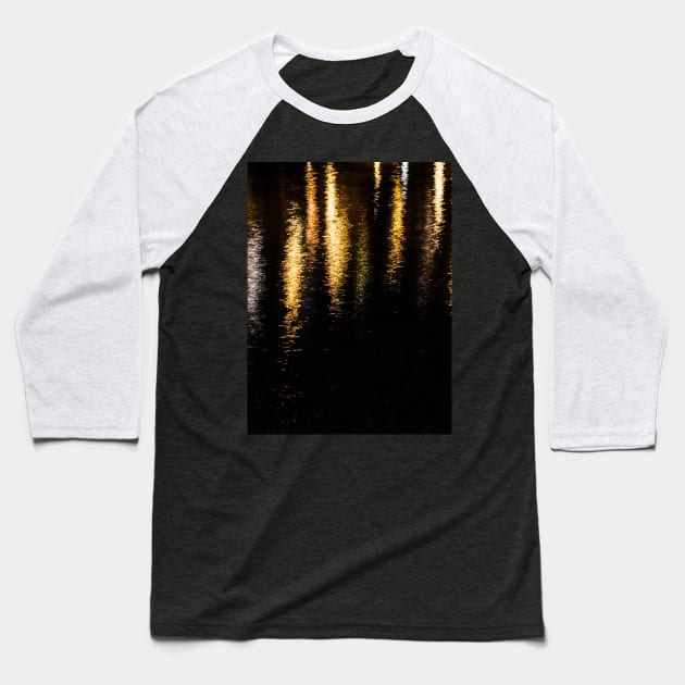 Abstract night lights sea shiny gold black Photo of glistening shiny water Baseball T-Shirt by PLdesign